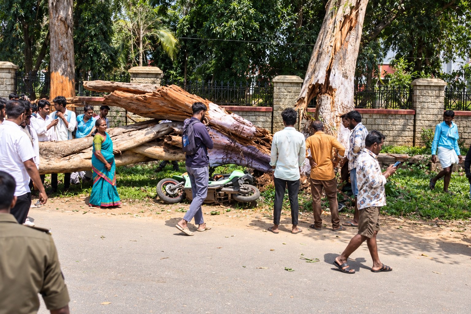 ತಿಪಟೂರಿನಲ್ಲಿ ಬೃಹತ್ ಮರದ ಕೊಂಬೆ ಬಿದ್ದು ನಿವೃತ್ತ ಶಿಕ್ಷಕ ಸಾವು