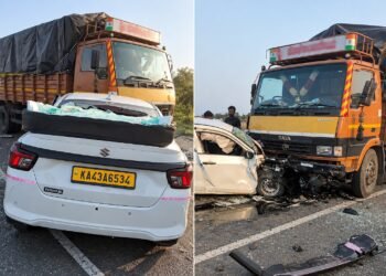 ಕಾರು, ಕ್ಯಾಂಟರ್‌ ನಡುವೆ ಭೀಕರ ಅಪಘಾತ – ನಾಲ್ವರು ಸಾವು